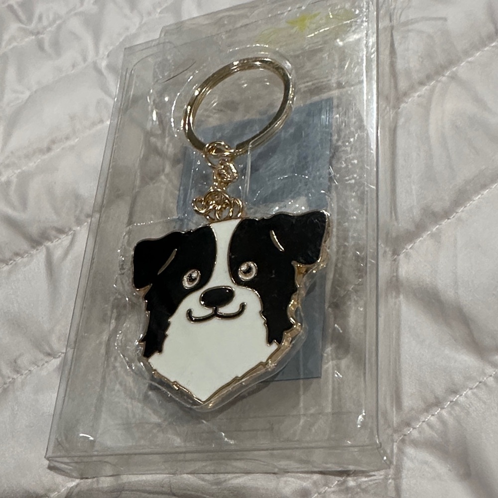 Charming Black and White Dog Keychain